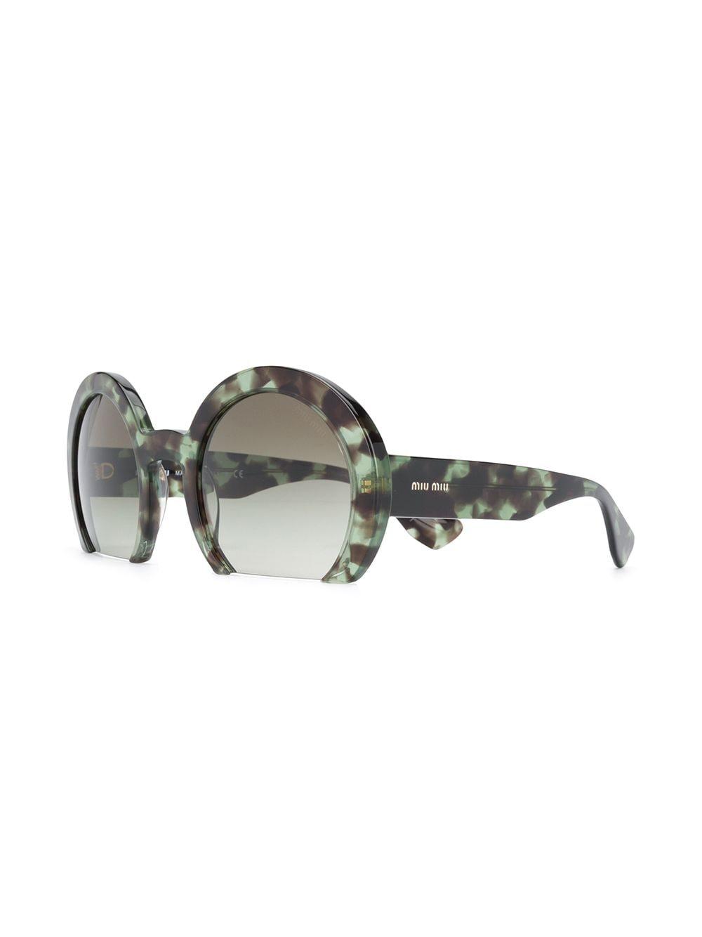 Miu Miu Cut-off Round Sunglasses in Green | Lyst UK