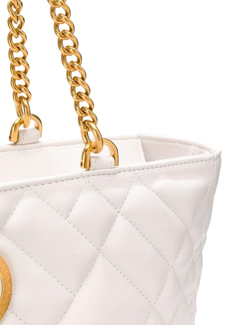 Versace Medusa Quilted Tote in White | Lyst