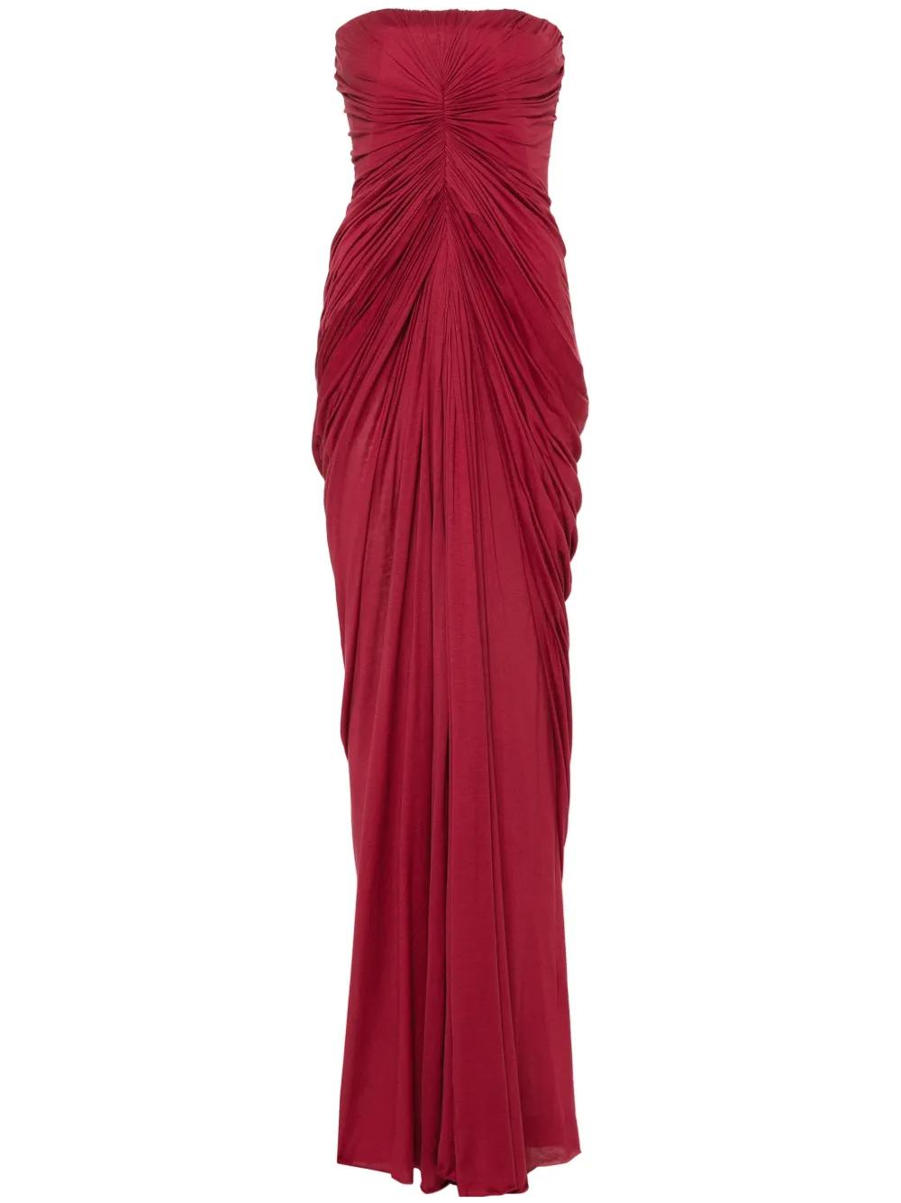 rick owens burgundy round neck midi dress RICK OWENS