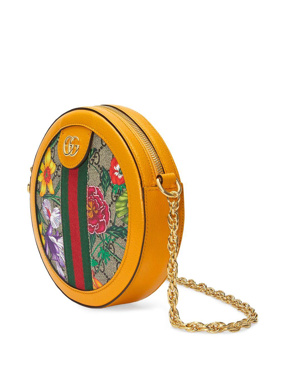 Gucci Leather Ophidia GG Flora Mini Round Shoulder Bag in Yellow - Save 14%  | Lyst