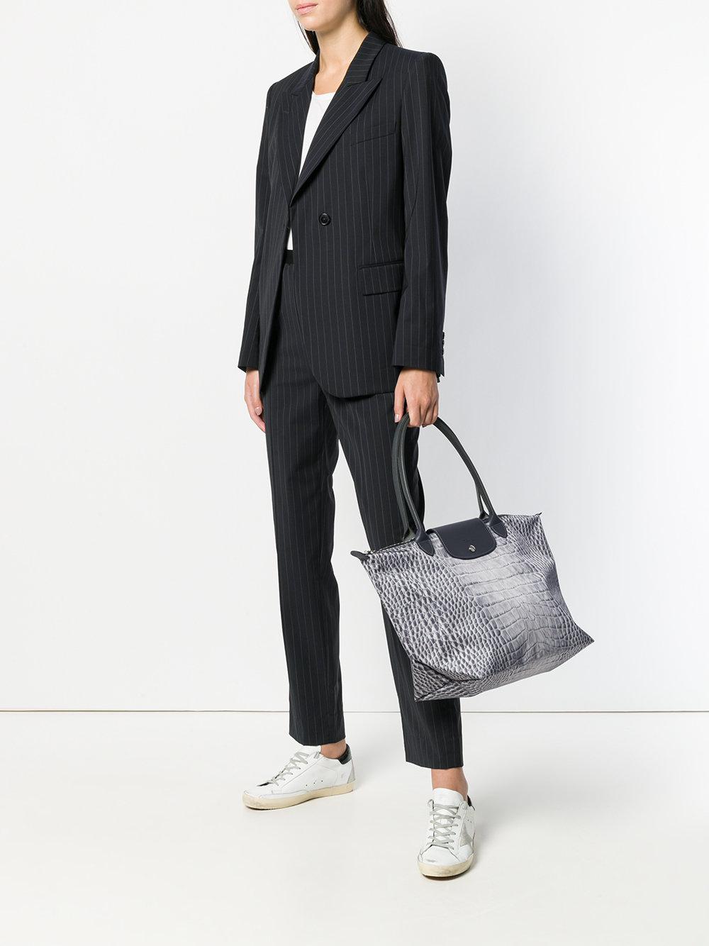 Longchamp Snakeskin Print Tote Bag in Gray Lyst