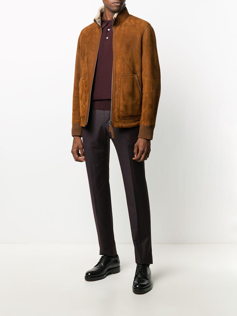 Ermenegildo Zegna Suede Shearling Jacket in Brown for Men - Lyst