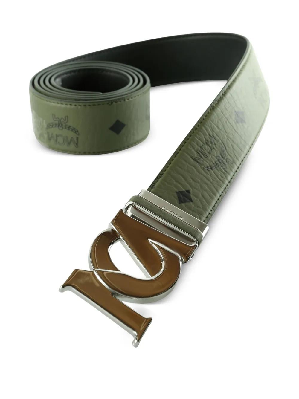 $350 MCM Sea Turtle Green Visetos Canvas M Buckle Reversible Belt MCM | Accessories | Mcm Greensilver Claus M Reversible Belt  main image 4