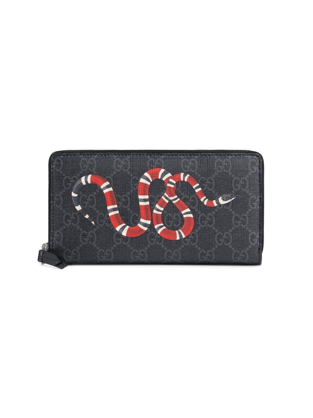 Gucci Kingsnake Print GG Supreme Wallet - Black - Wallets