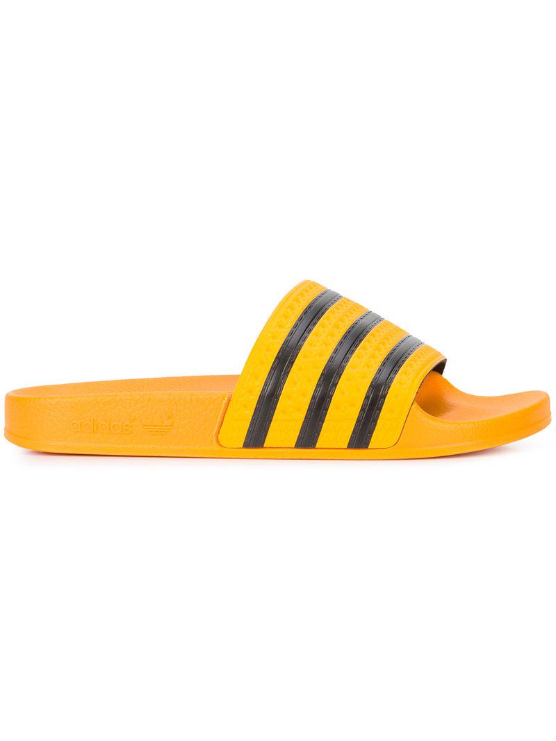 spy Aspire wheat adidas Striped Slides in Yellow for Men | Lyst