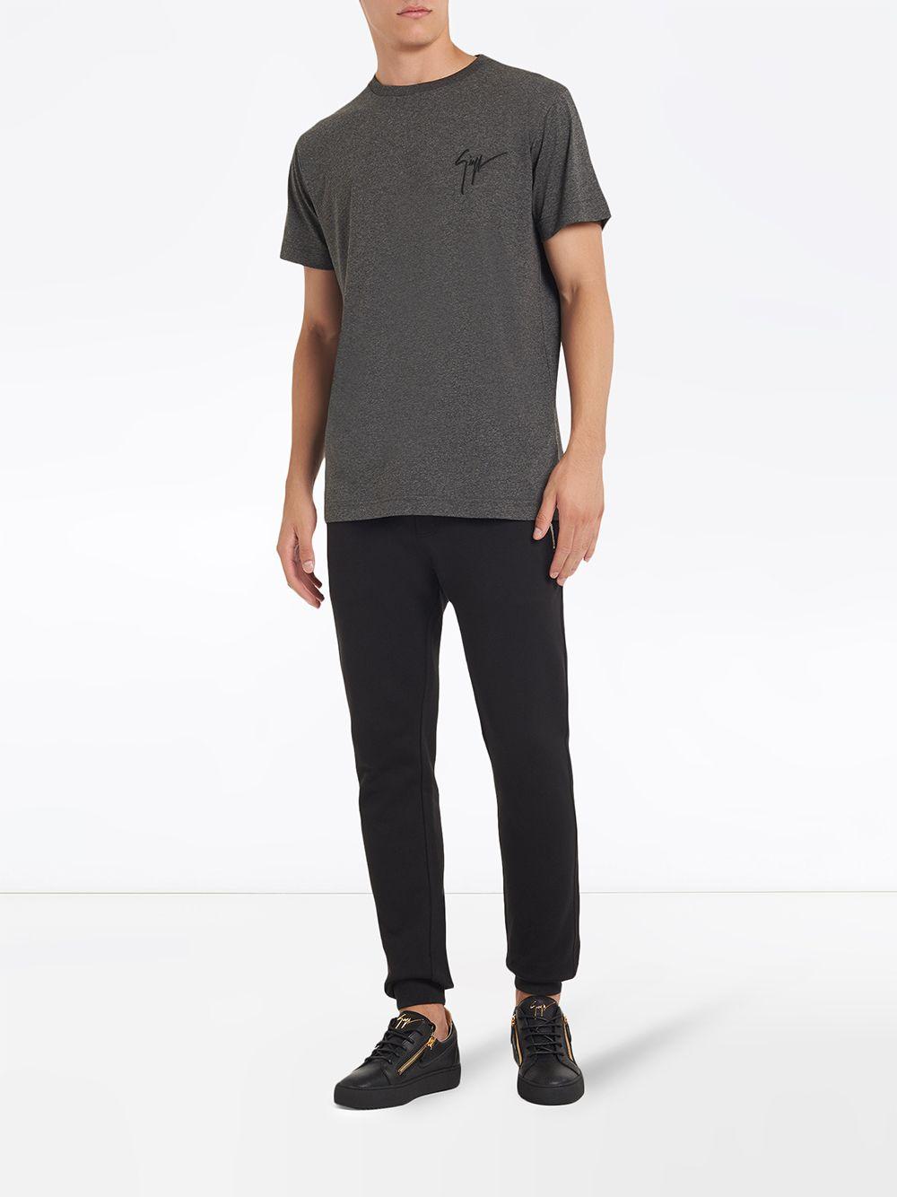 Giuseppe Zanotti Cotton Logo Embroidered T-shirt in Grey (Gray) for Men