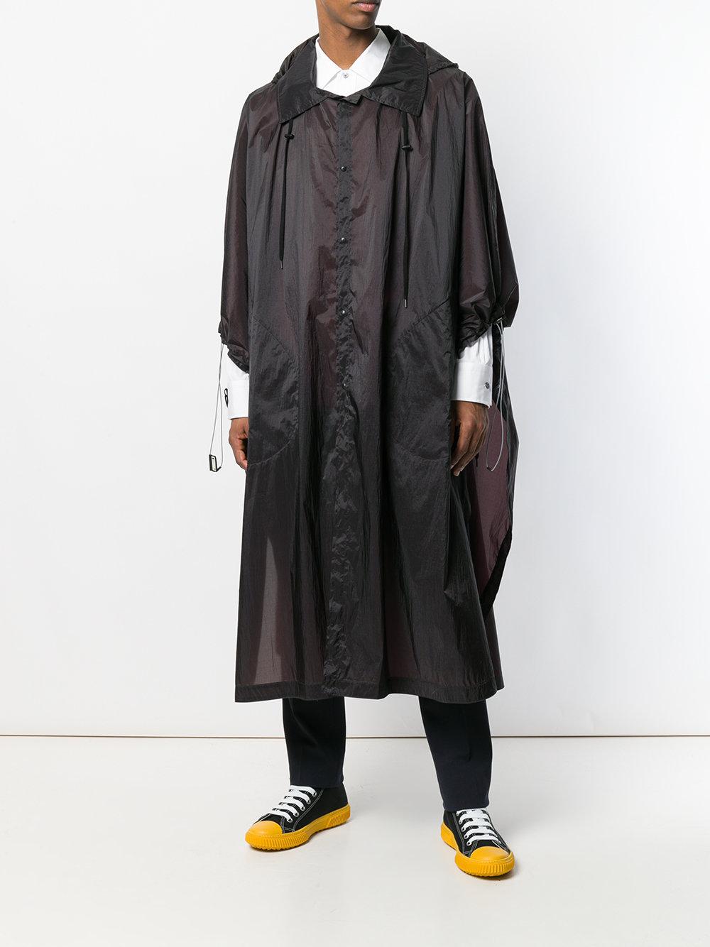 Lanvin Long Waterproof Coat in Black for Men - Lyst