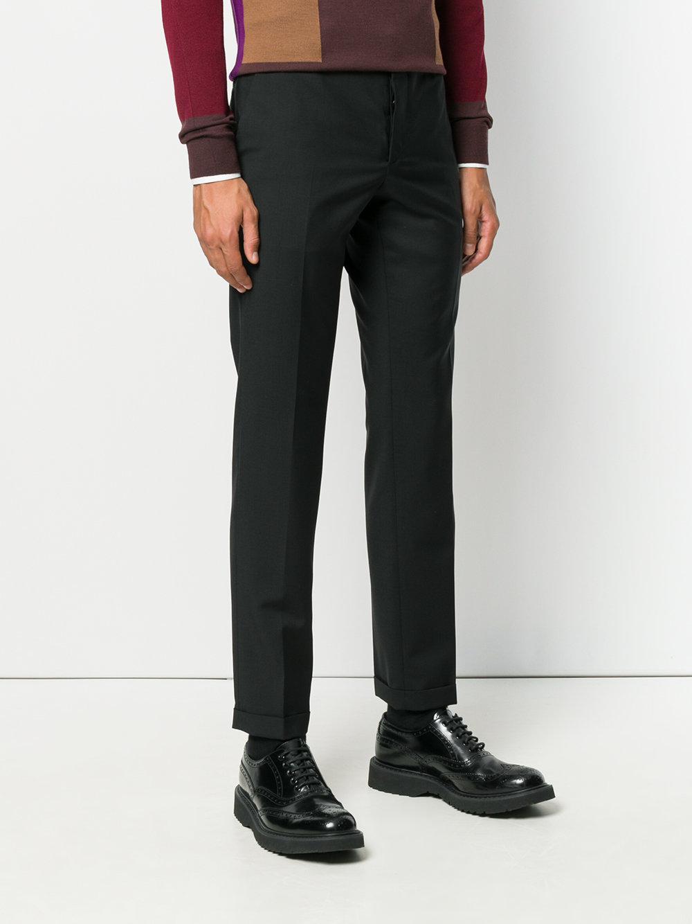 Prada Cuffed Tailored Trousers in Black for Men Lyst