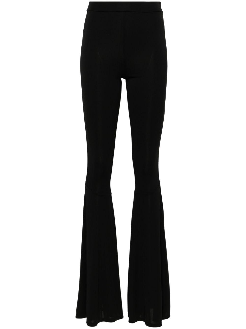 flared jersey trousers - Black