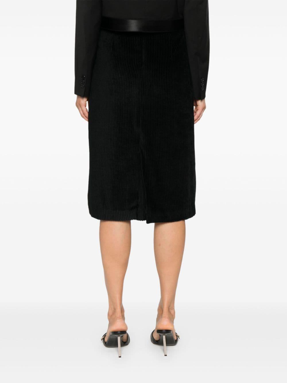 Black corduroy skirt knee length sale