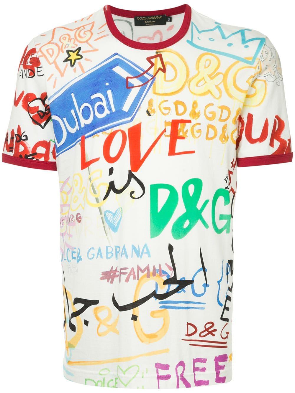 Dolce & Gabbana Dubai Graffiti Printed T-shirt in White for Men | Lyst