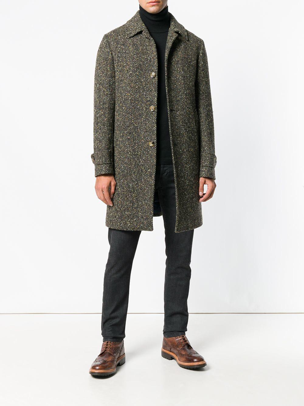 green herringbone coat