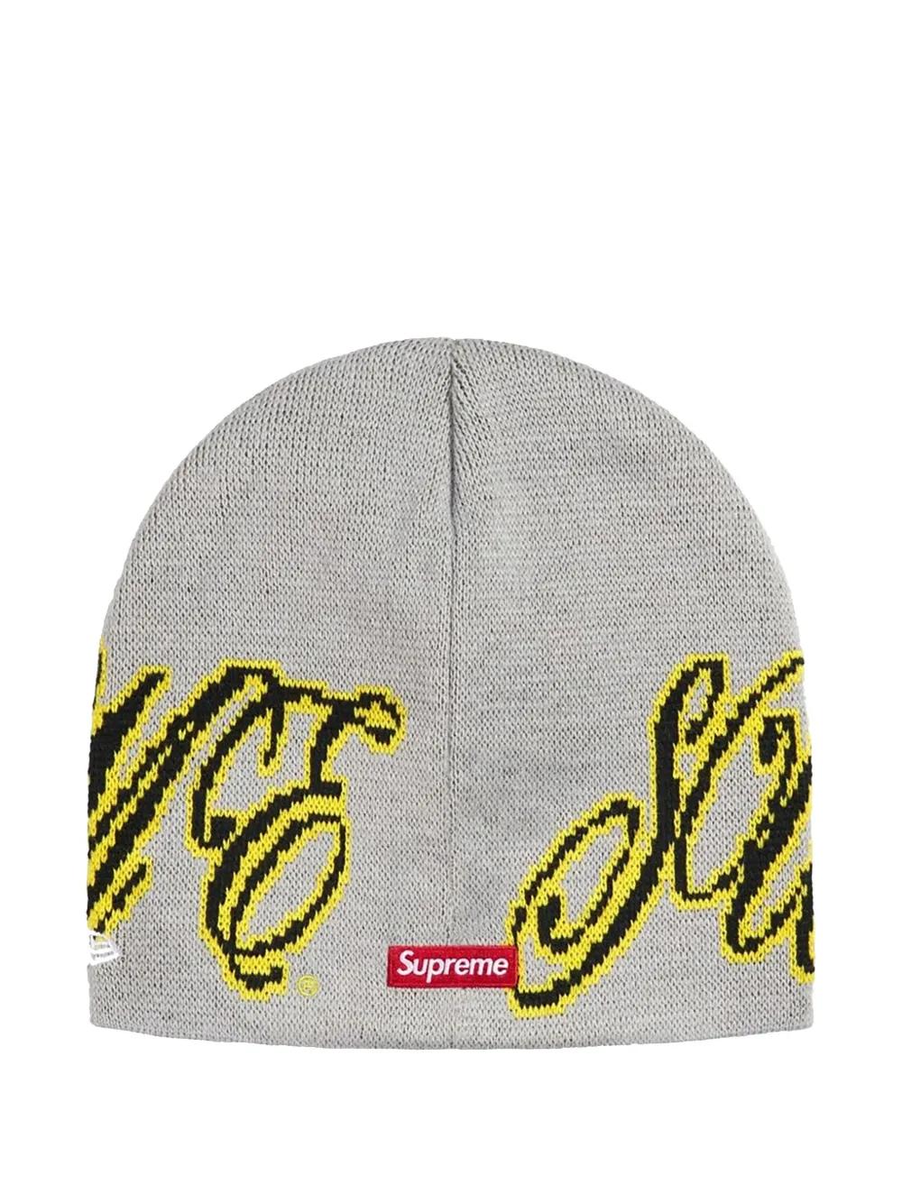 Supreme X New Era Cursive Beanie Hat in Gray for Men | Lyst