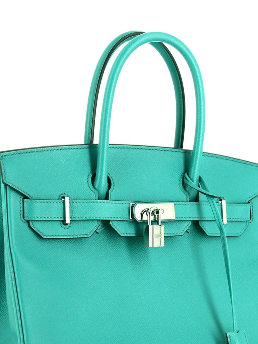 Hermès Leather Pre-owned Birkin 30 Bag in Blue - Lyst
