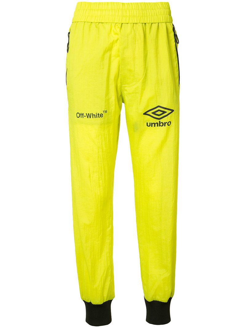 off white neon green pants