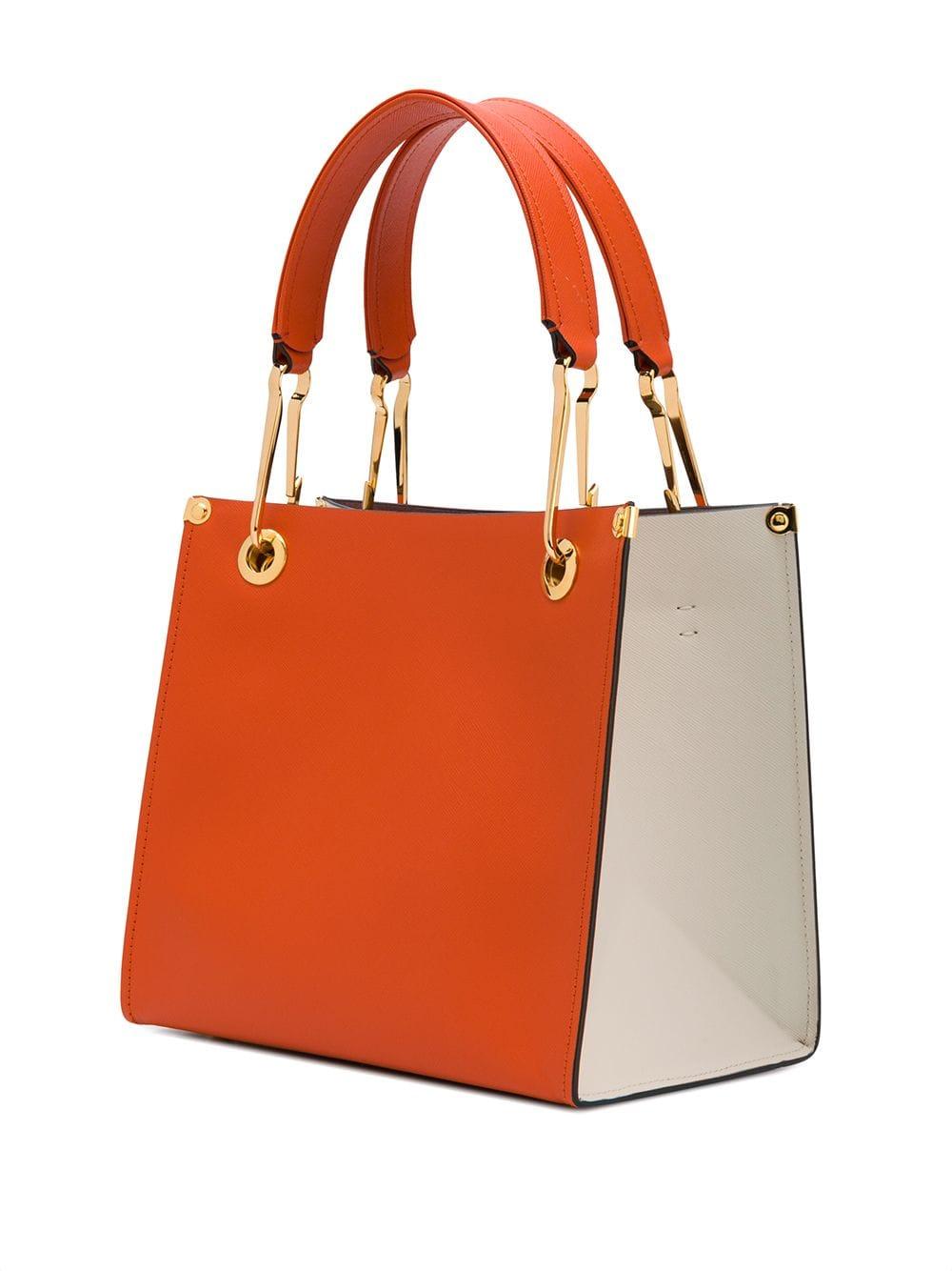 Marni Leather Snap Link Grip Bag in Orange | Lyst