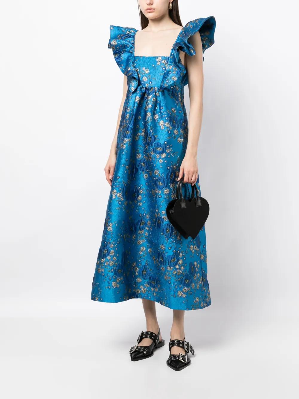 ganni blue jacquard dress Ganni main image 0