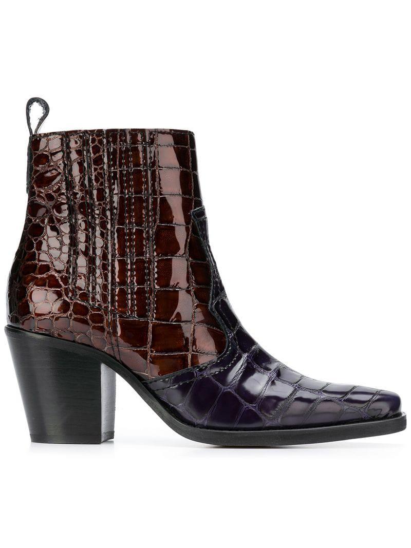 faux croc ankle boots