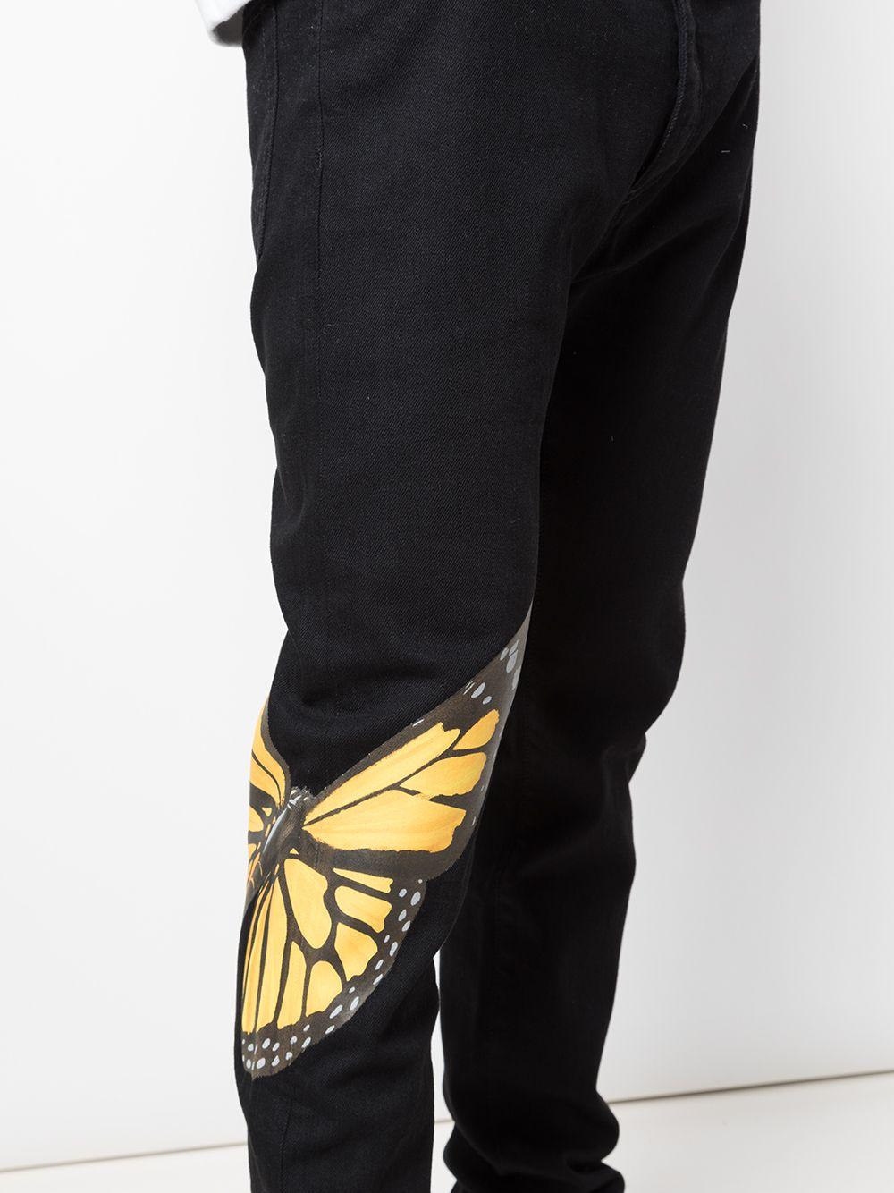 Palm Angels Denim Butterfly Straight-leg Jeans in Black for Men | Lyst