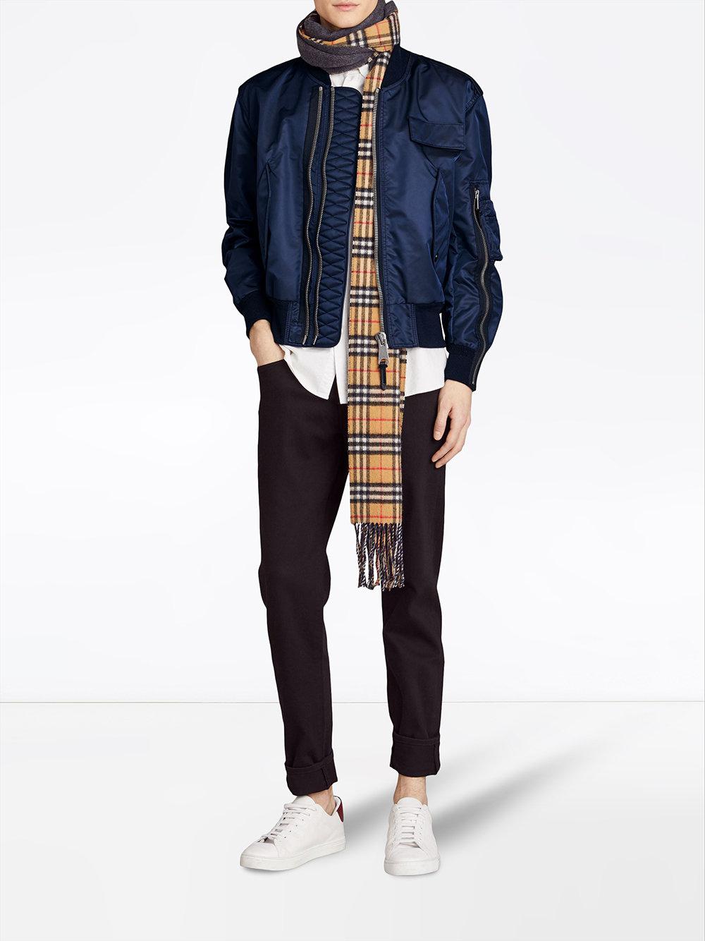 Burberry Synthetic Zip Detail Cropped Bomber Jacket in Blue for Men - Lyst