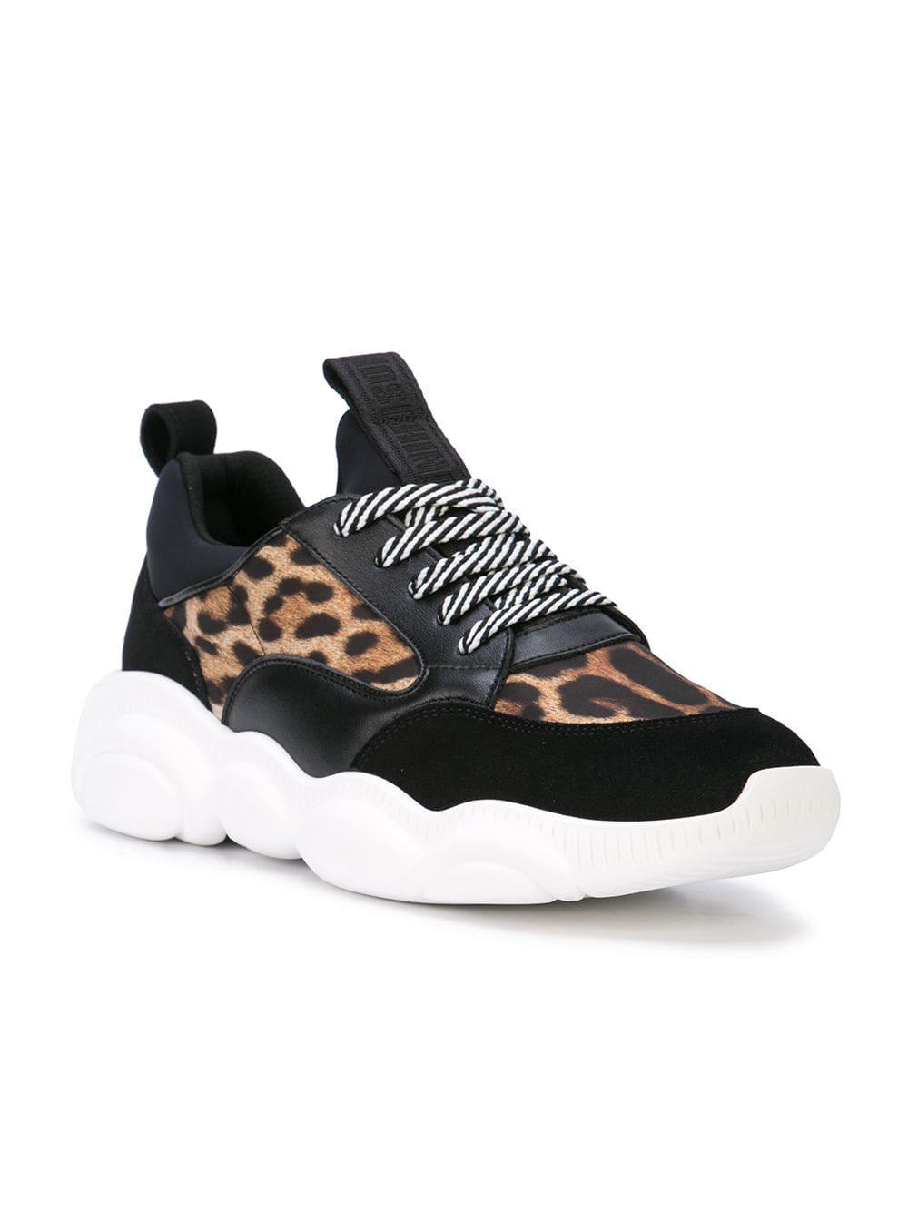 Moschino Leather Leopard Print Trainers 