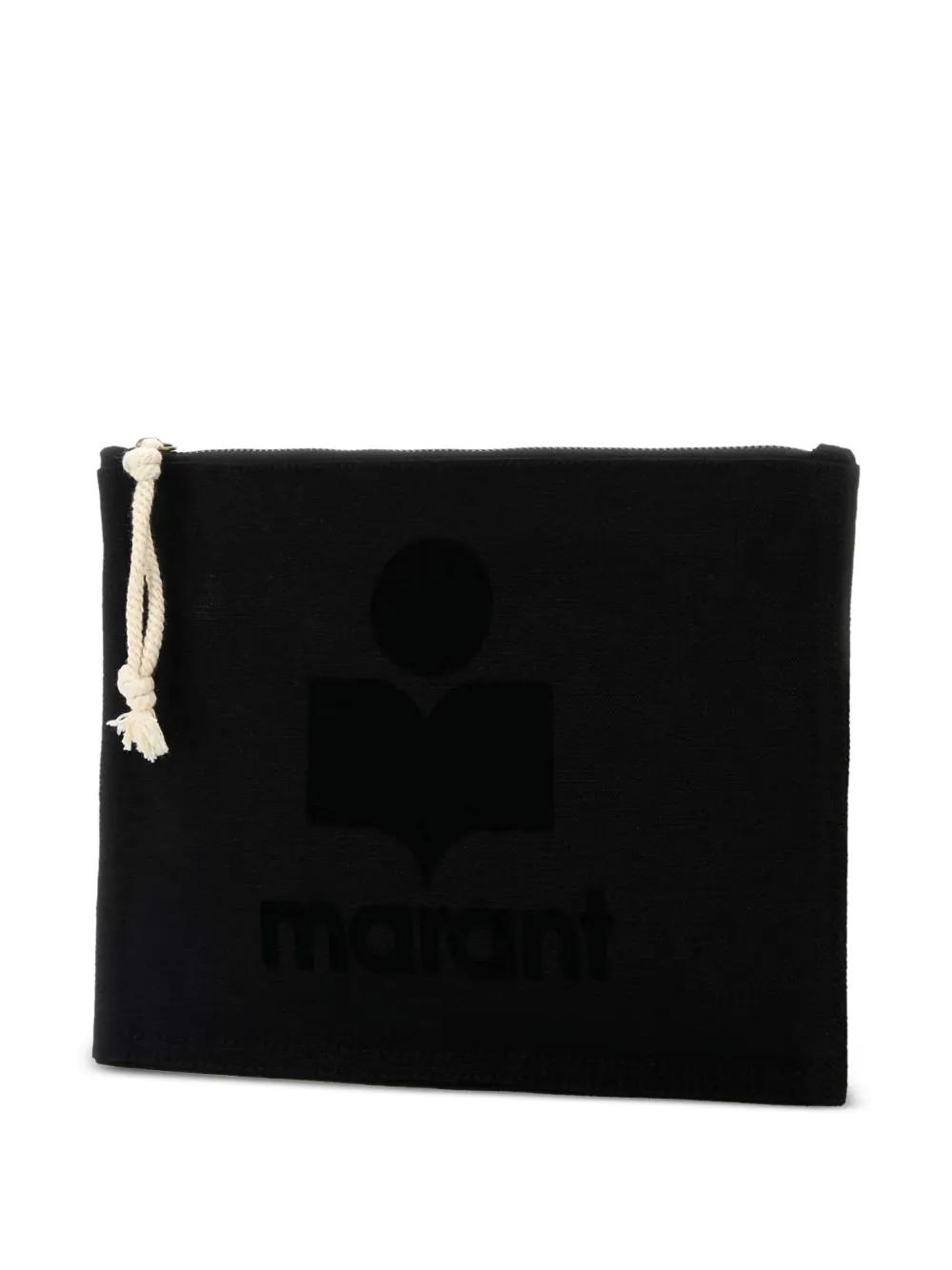 クラッチバッグ Powden Ge Clutch - Isabel Marant - Nylon - Black POWDEN CLUTCH BAG Woman black-white | ISABEL MARANT Official