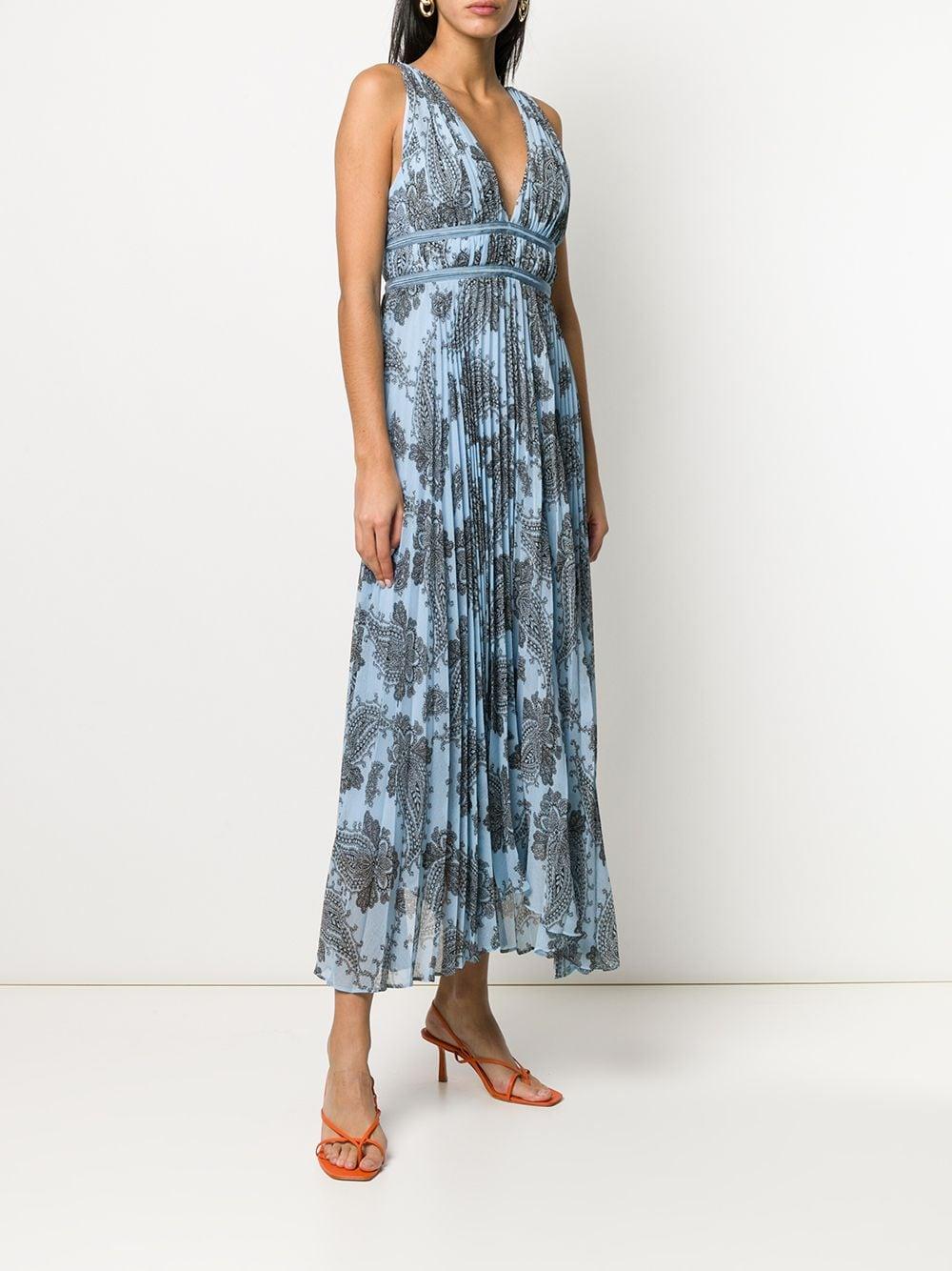 Robe longue col v à motif cachemire Sandro en coloris Bleu | Lyst