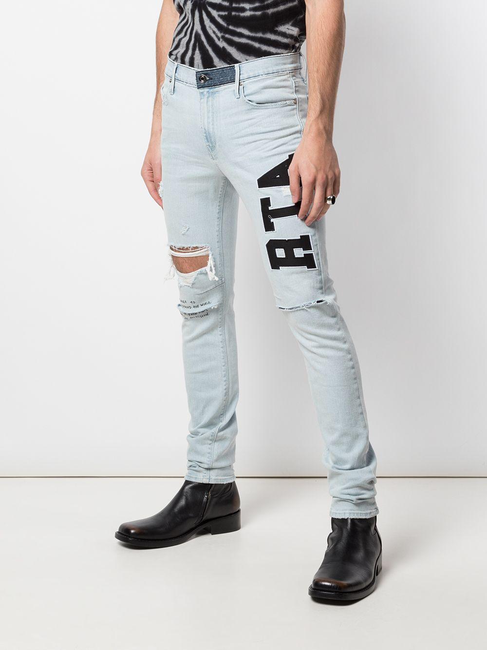 RTA High Rise Skinny Fit Logo Embroidered Jeans in Blue for Men | Lyst