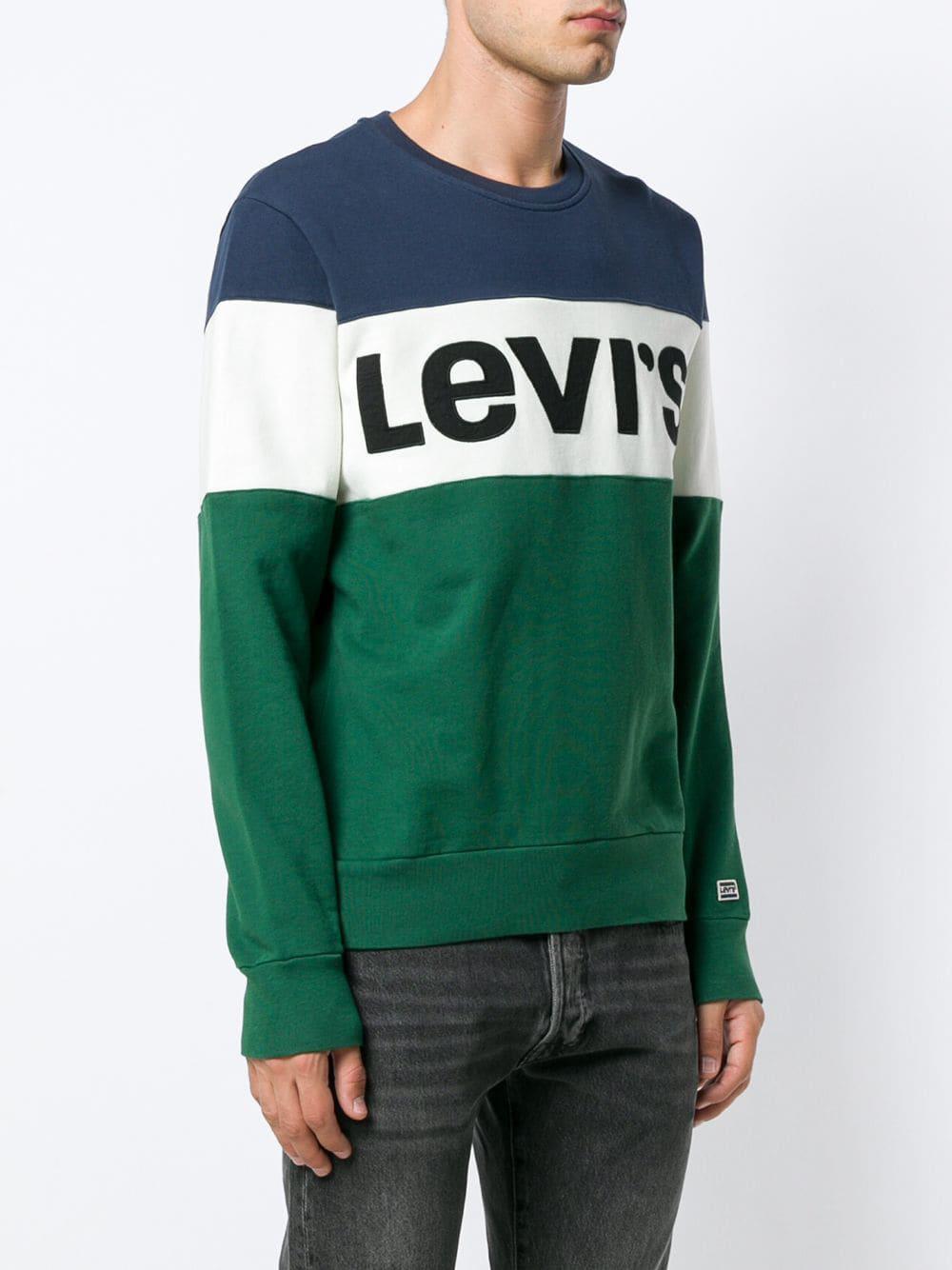 Levi's Green Colourblock Crew Neck Sweatshirt for Men - Lyst