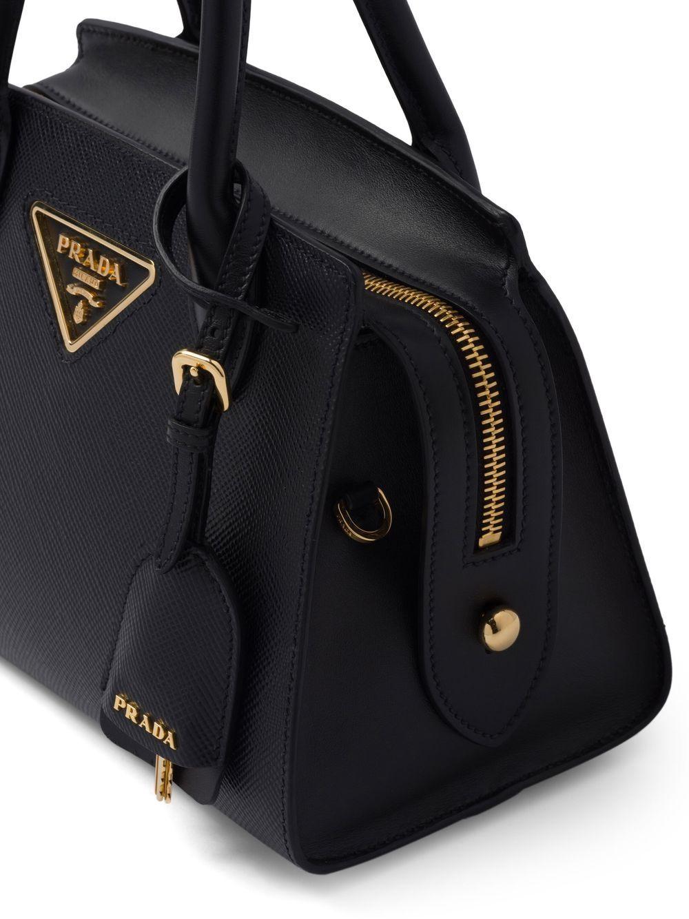 Prada Kristen Saffiano Leather Bag in Black | Lyst
