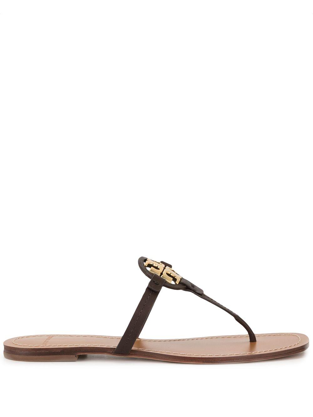 Tory Burch Leather Mini Miller Thong Sandals in Brown - Lyst