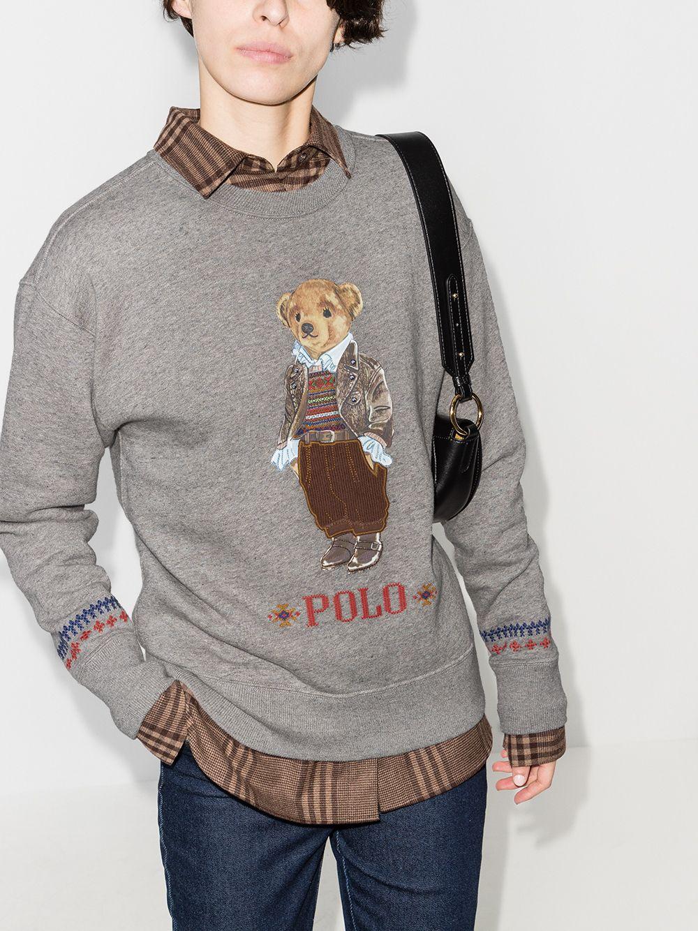 Polo Ralph Lauren Synthetic Embroidered Teddy Bear Sweatshirt in Grey ...