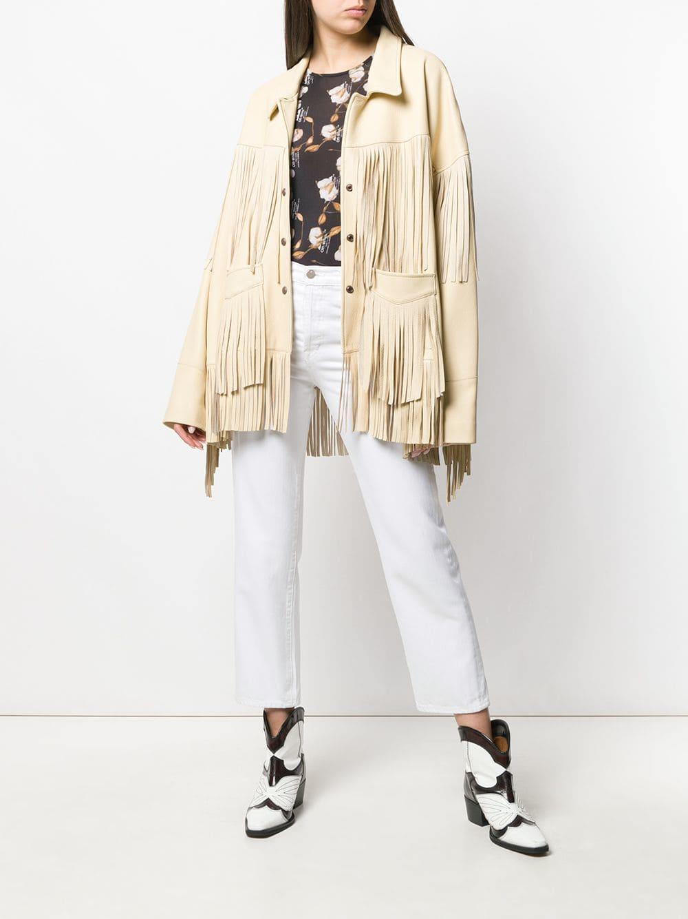 R13 Leather Fringed Oversized Jacket in Yellow - Lyst