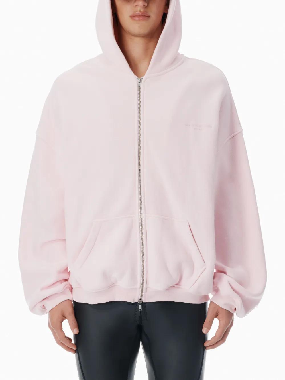 Alexander Wang ピンクフーディー Alexander Wang Cotton Logo Zip-Up Hoodie in Pink | Lyst