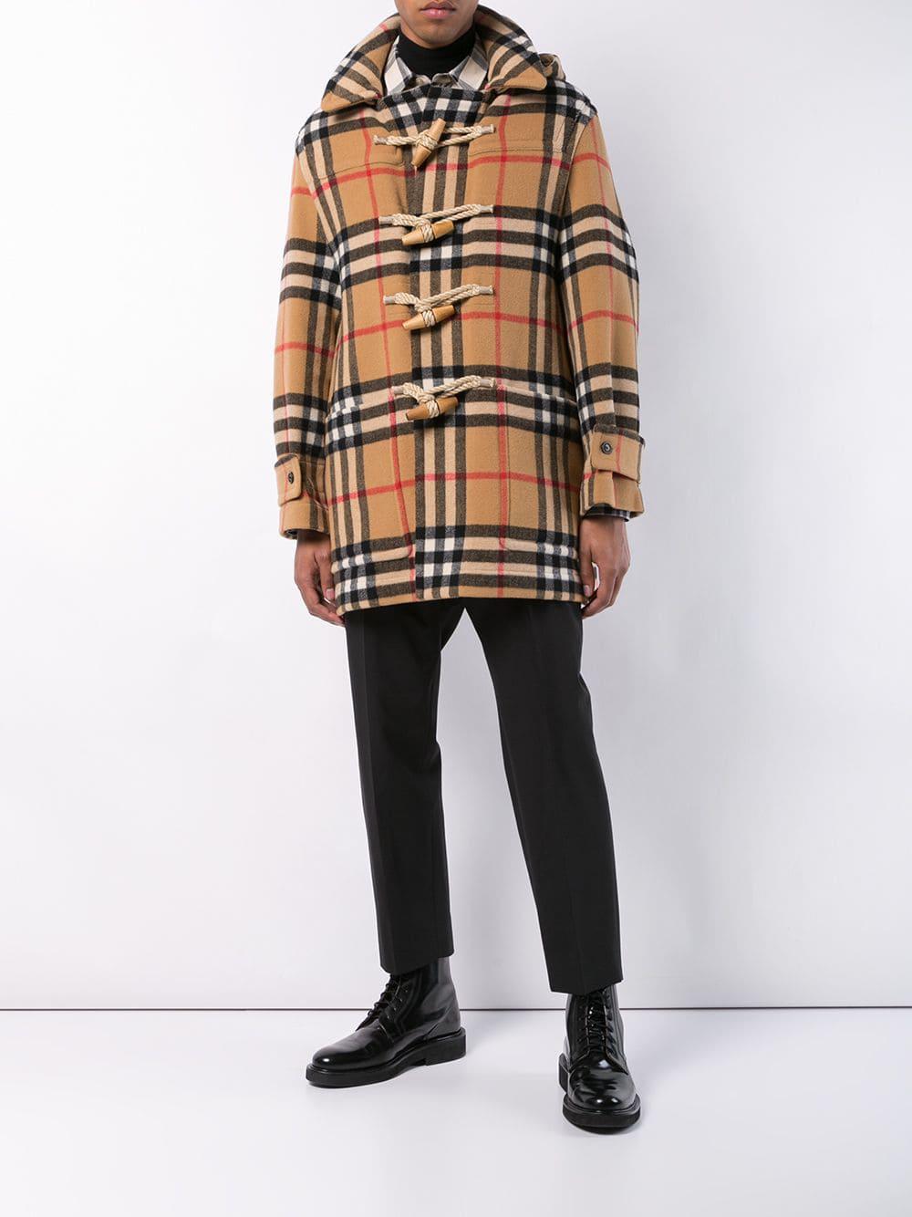 Gosha Rubchinskiy Synthetic X Classic Check Duffle Coat in Brown for Men - Lyst