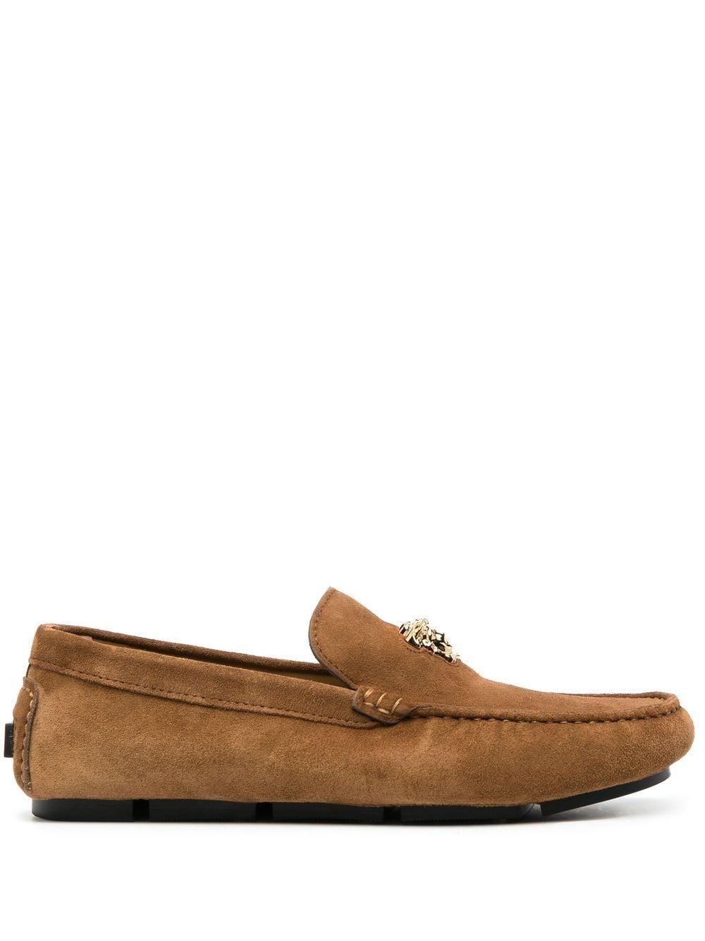 Versace Medusa-motif Leather Loafers in Brown for Men | Lyst