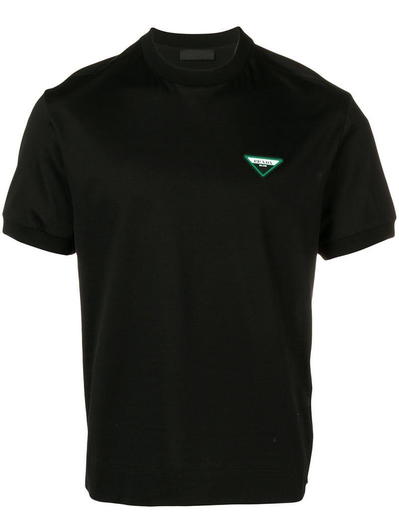 Prada Cotton Logo Tshirt in Black for Men Lyst