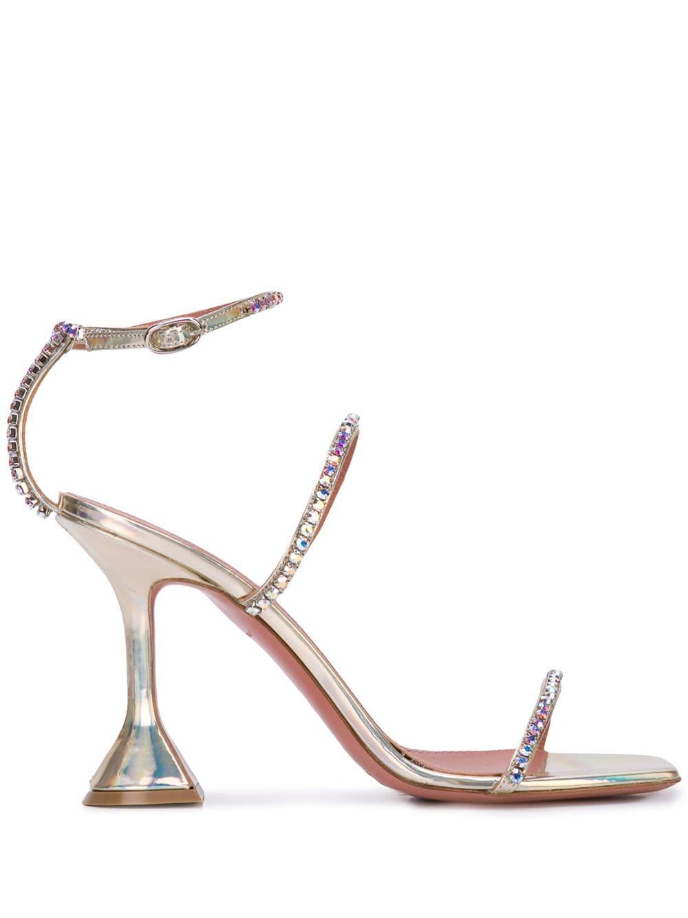 amina muaddi gold sandals