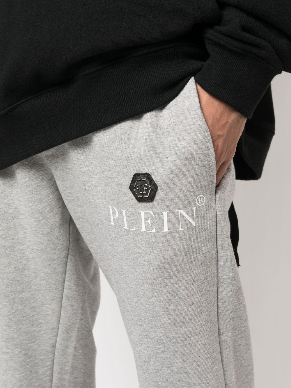 Philipp Plein Cotton Logo-print Slim-cut Trackpants in Grey (Gray) for Men  | Lyst