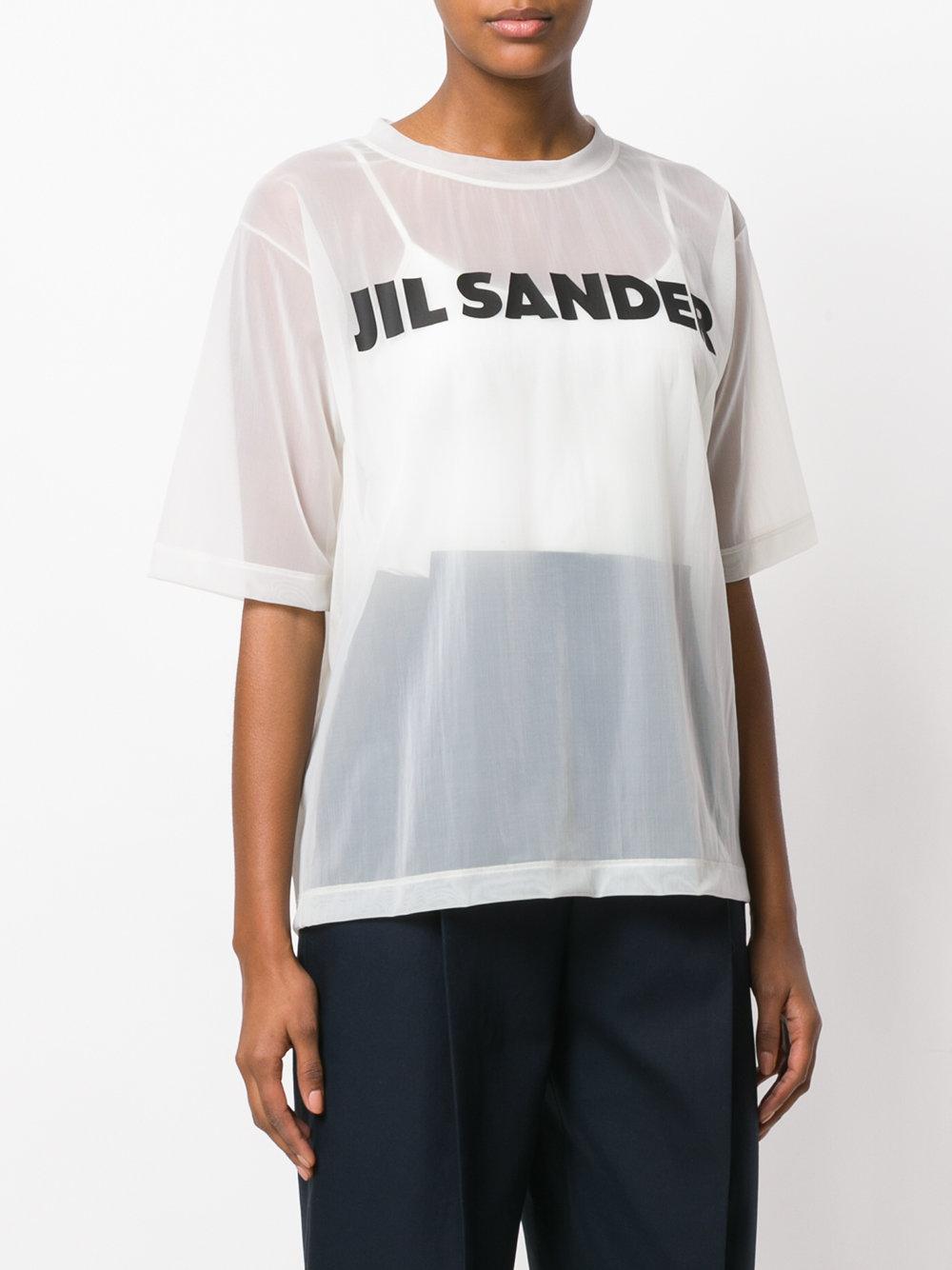 Jil Sander Sheer Logo Patch T-shirt in White | Lyst