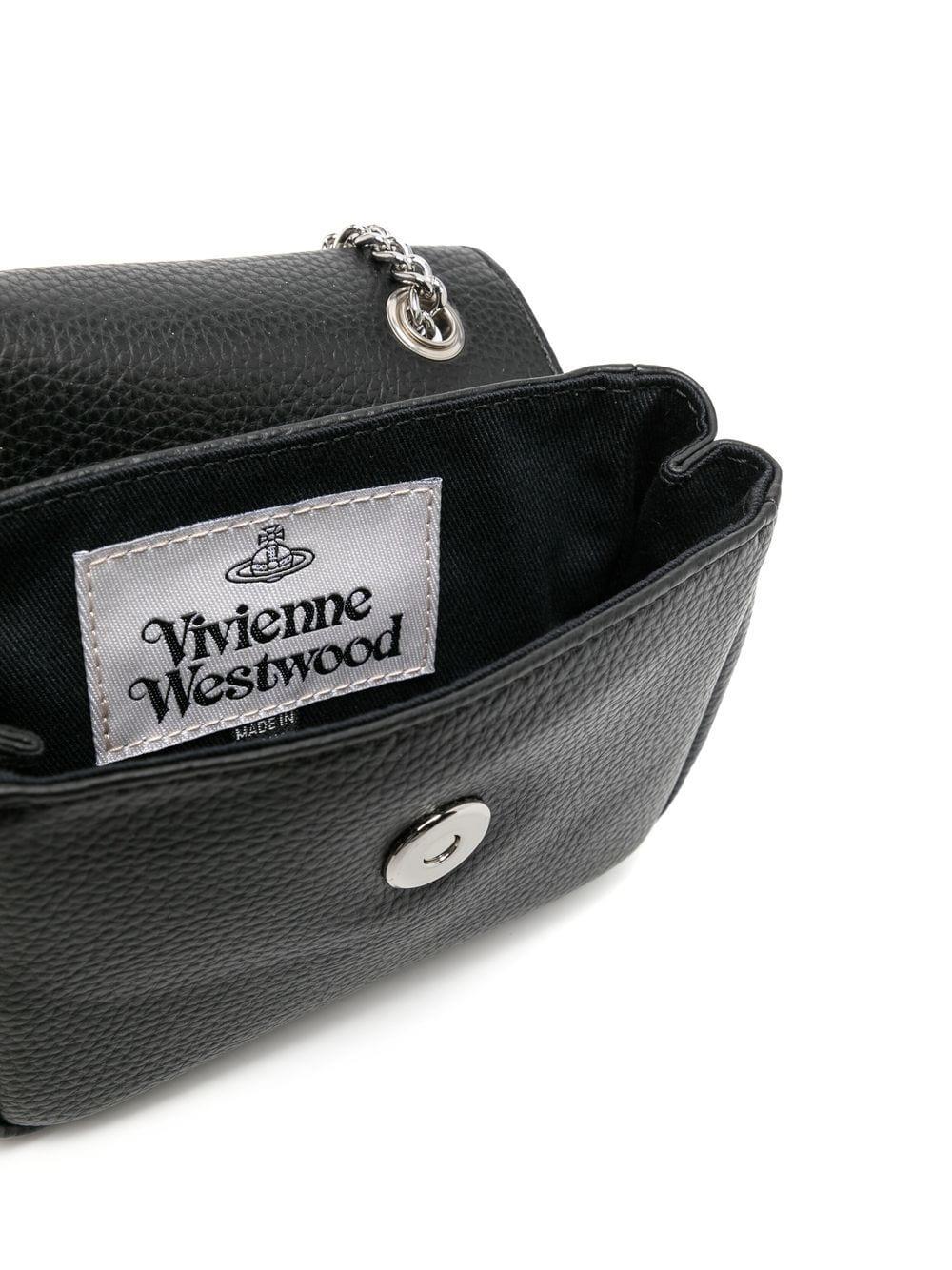 Vivienne Westwood Small Purse with Chain Bag Leather Black Mini Bag ORB Logo