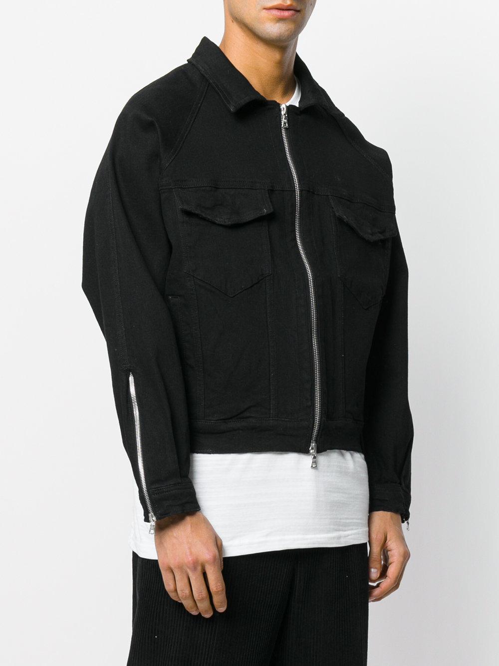 Represent Zipped Denim Jacket in Black 