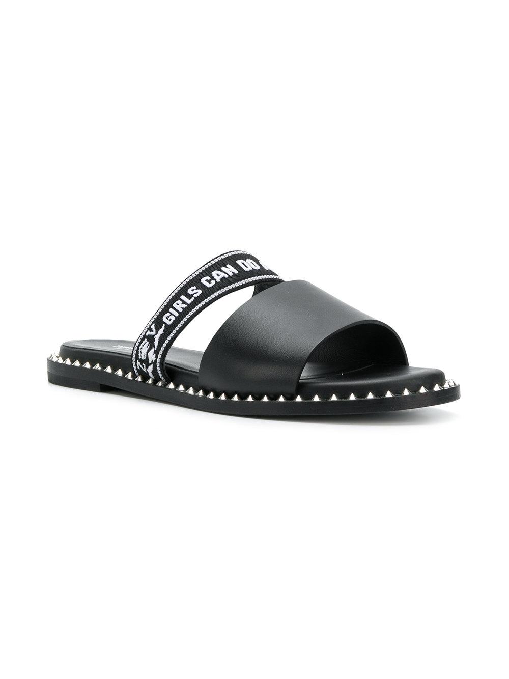 Zadig & Voltaire Leather Field Words Sandals in Black - Lyst