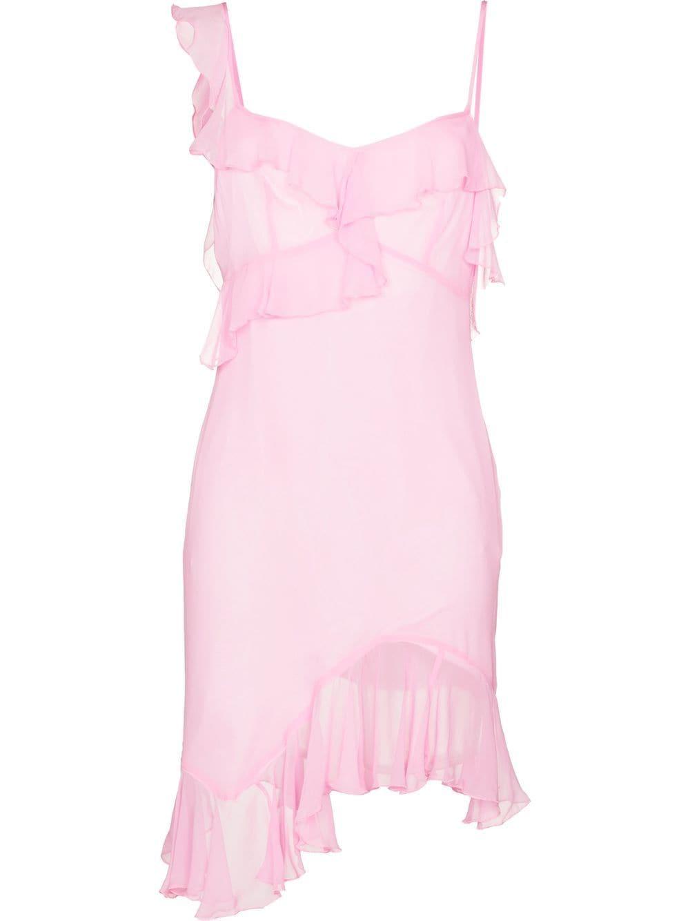 Kim Shui Ruffled Silk Mini Dress in Pink | Lyst