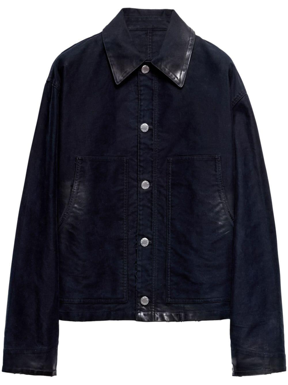 Prada Leather-Effect Moleskin Blouson Jacket in Blue for Men