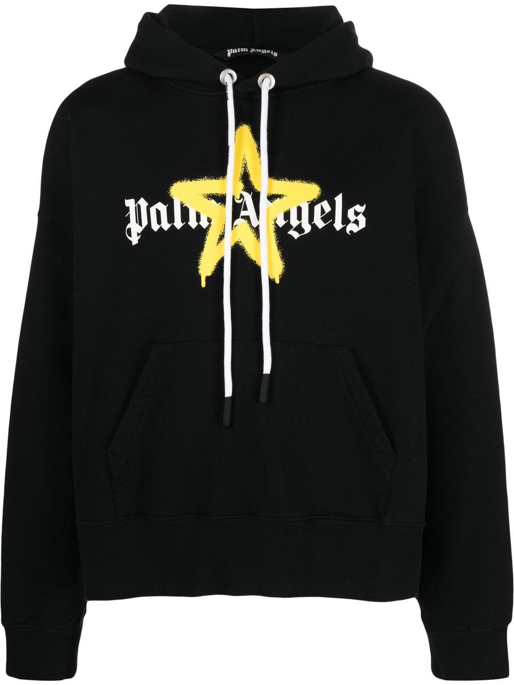 Palm Angels Star Sprayed Hoodie Black/yellow for Men | Lyst UK