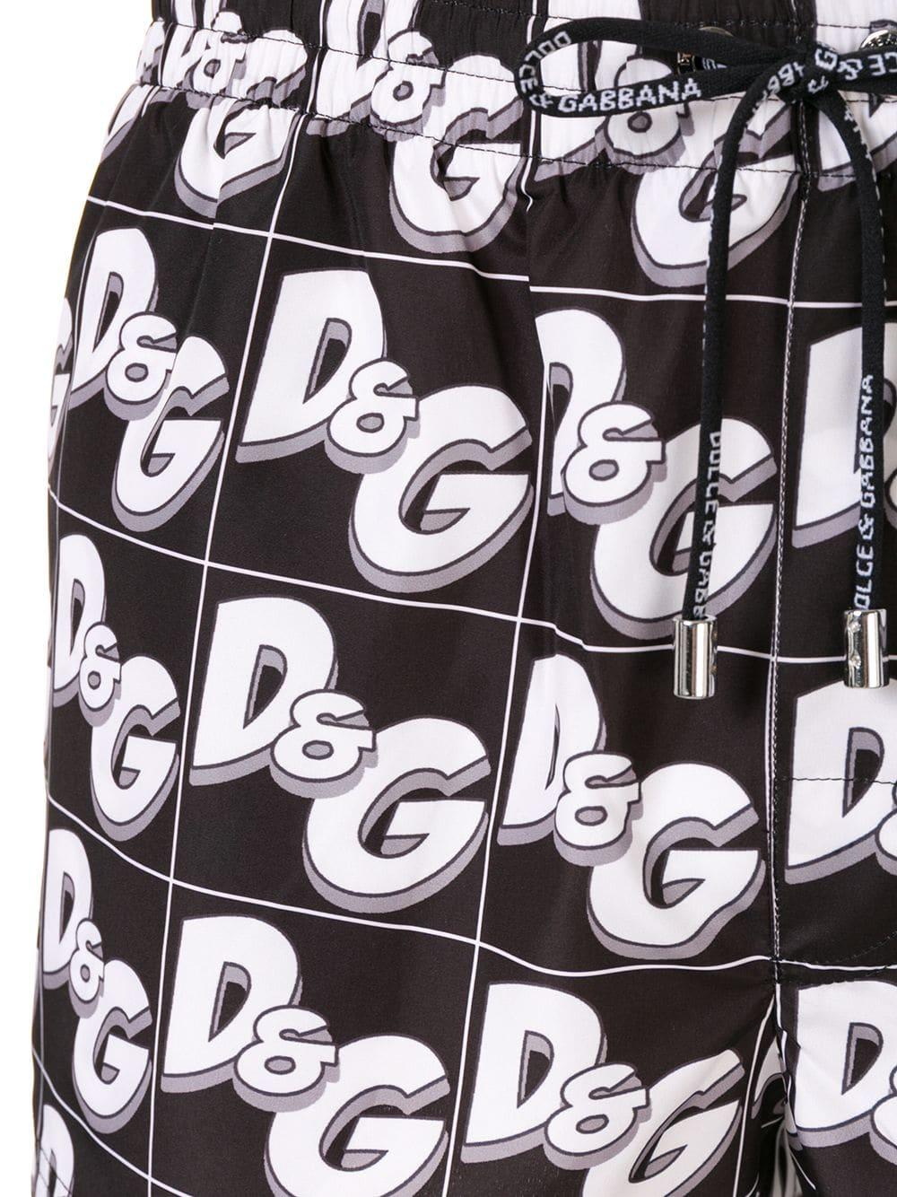 Dolce & Gabbana Monogram Swim Shorts in Black for Men - Lyst