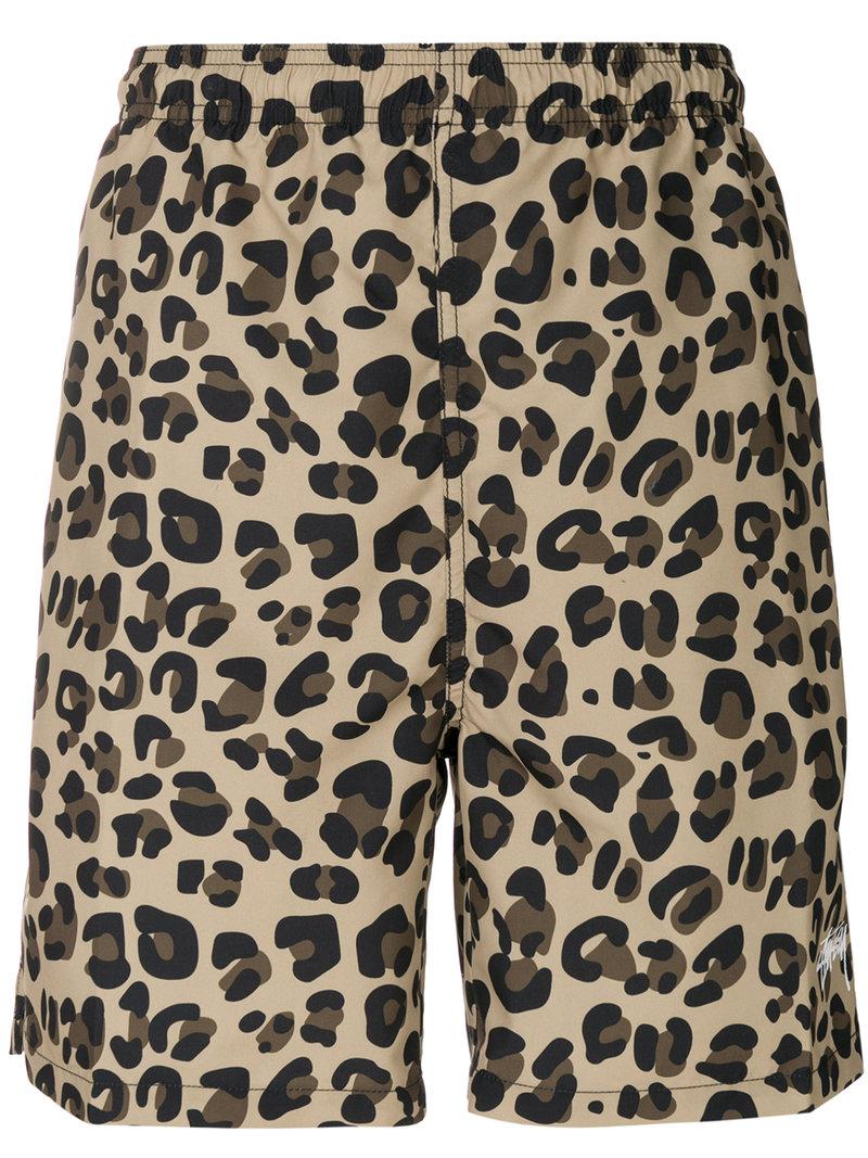 Mens leopard print swim shorts deals