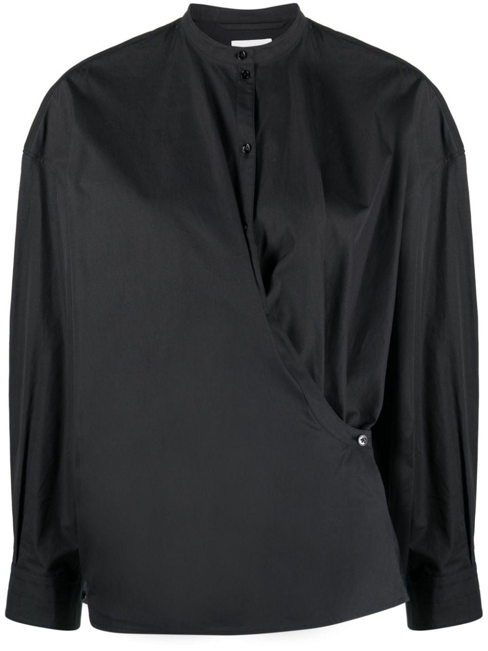 Lemaire Twisted Officer-collar Cotton Shirt in Black | Lyst