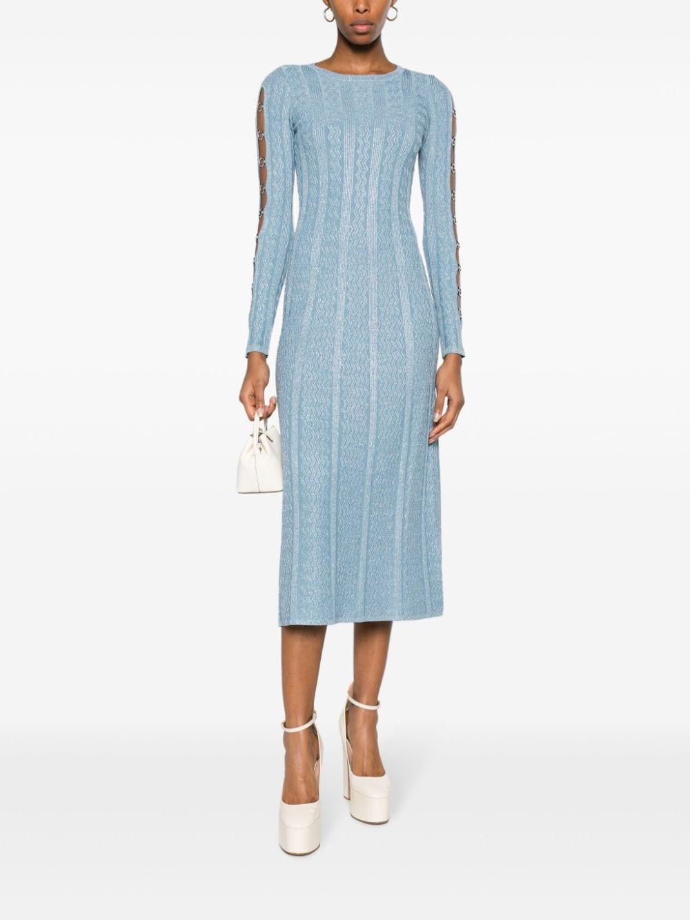Sandro Ribbed-Knit Metallic Dress in Blue | Lyst